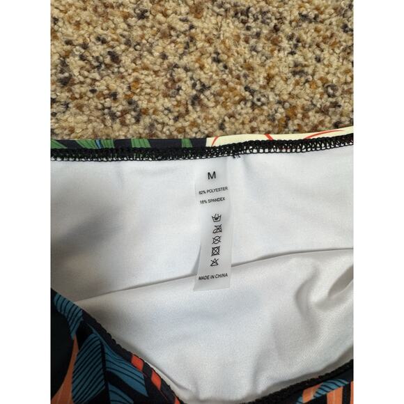 SUUKSESS Women Tummy Control Tankini Bathing Suit Ruffle High Waisted Tropical M - Picture 10 of 12